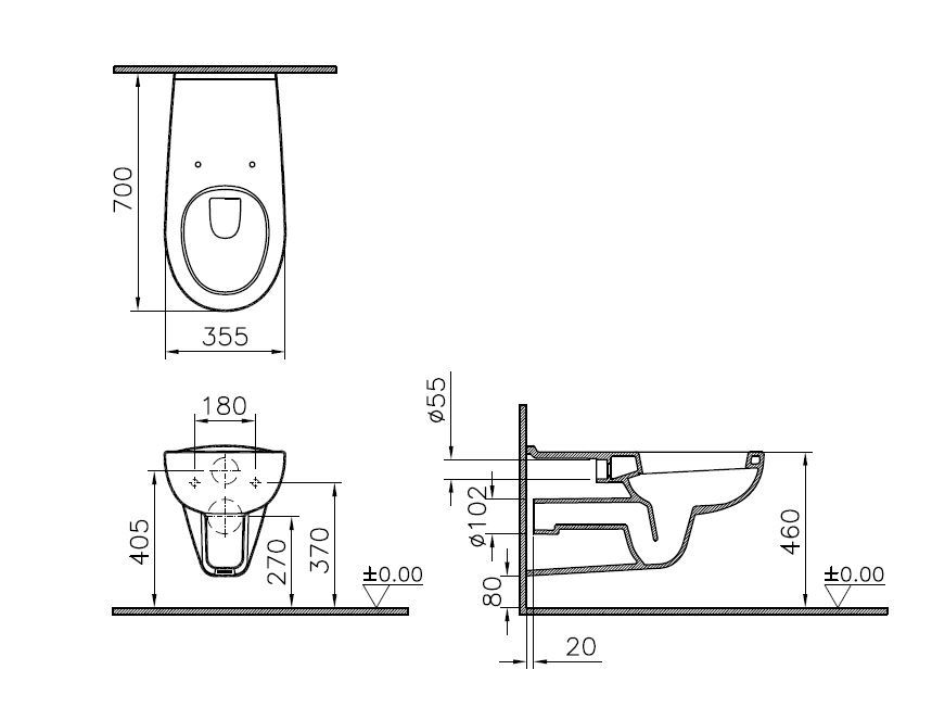 VITRA ARKITEKT 5813B003-0075 CONFORMA MISKA WISZĄCA 70X35,5 CM, DLA NIEPEŁNOSPRAWNYCH