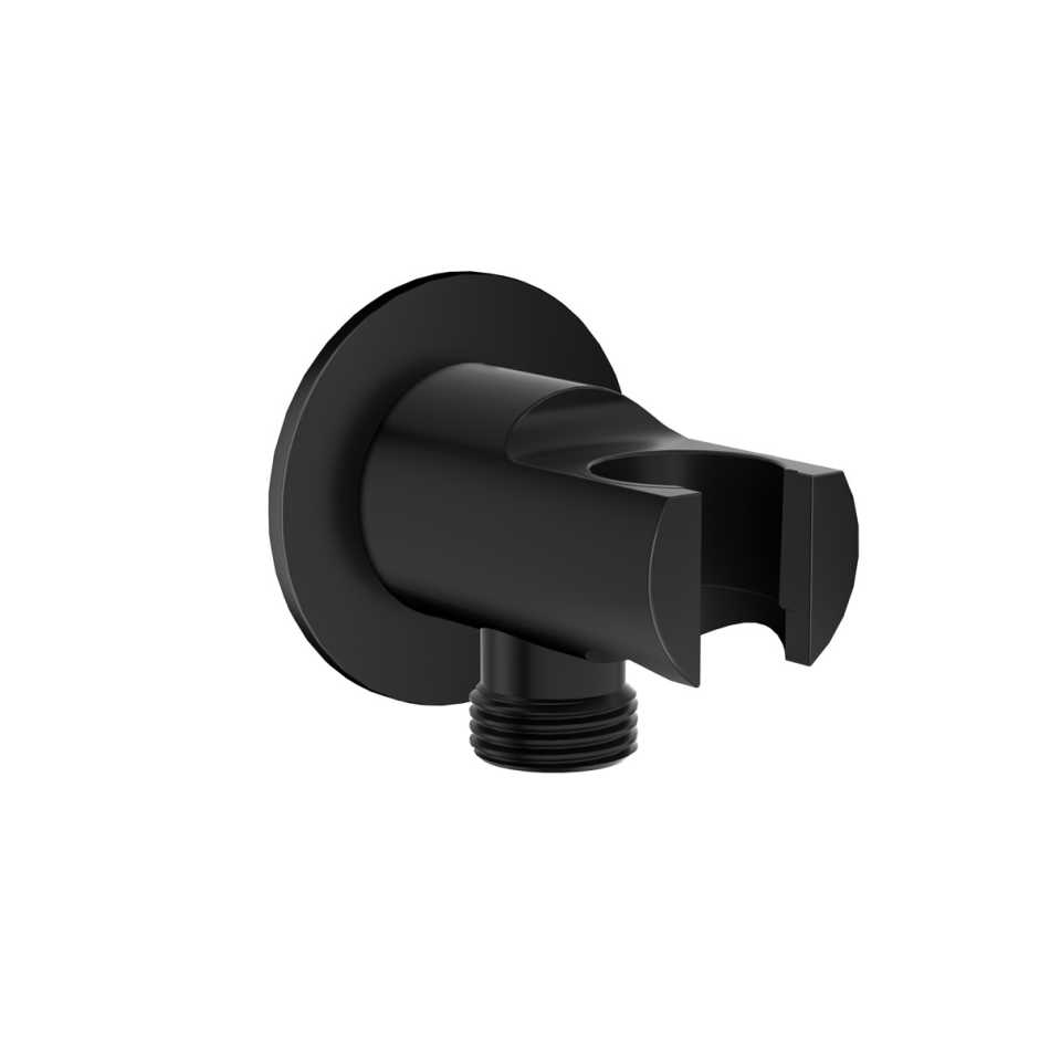 EMPORIA 04082BM PRZYŁĄCZE KĄTOWE OKRĄGŁE , Z&nbsp;UCHWYTEM NA&nbsp;SŁUCHAWKĘ PRYSZNICOWĄ , CZARNY MAT