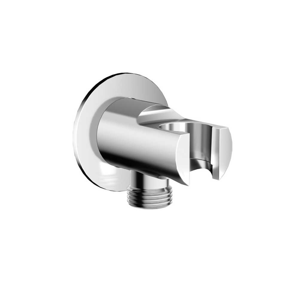 EMPORIA 04082CHR PRZYŁĄCZE KĄTOWE OKRĄGŁE , Z&nbsp;UCHWYTEM NA&nbsp;SŁUCHAWKĘ PRYSZNICOWĄ , CHROM