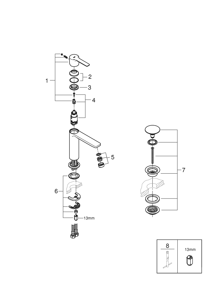 GROHE LINEARE 23106001 JEDNOUCHWYTOWA BATERIA UMYWALKOWA, CHROM