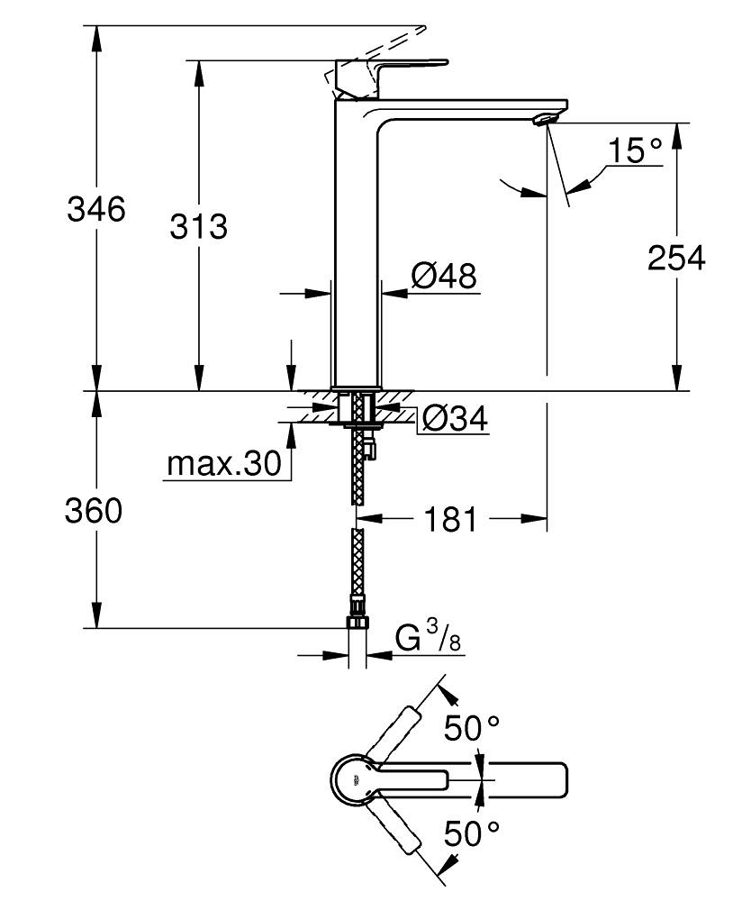 GROHE LINEARE 23405001 JEDNOUCHWYTOWA BATERIA UMYWALKOWA DO&nbsp;UMYWALEK WOLNOSTOJĄCYCH, CHROM