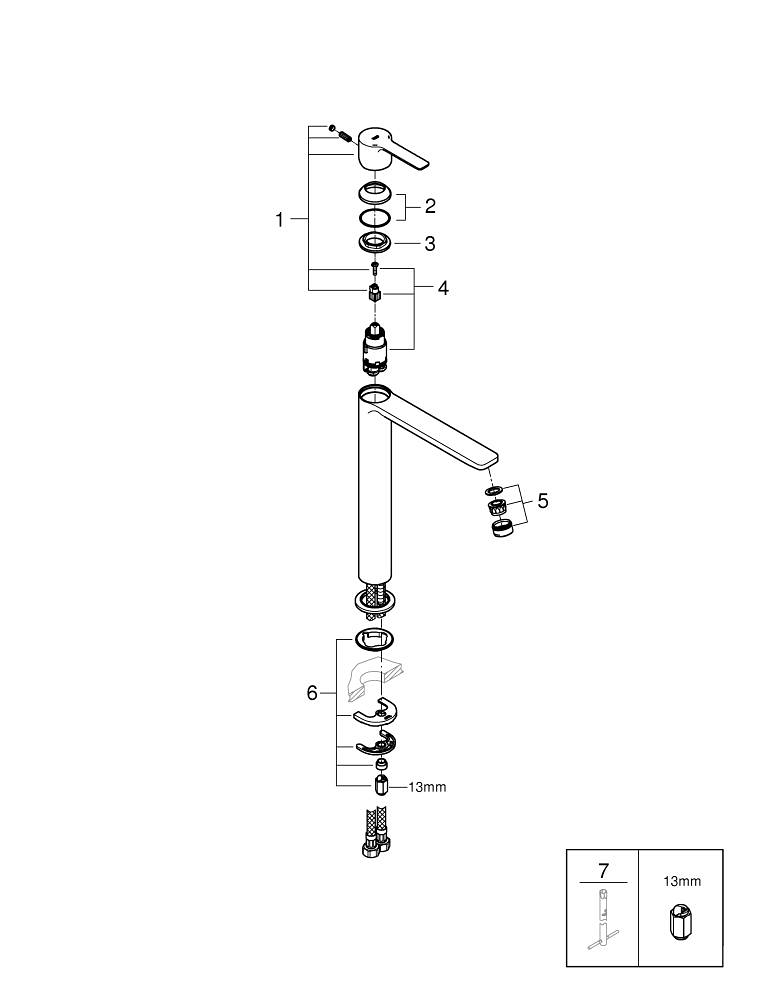 GROHE LINEARE 23405001 JEDNOUCHWYTOWA BATERIA UMYWALKOWA DO&nbsp;UMYWALEK WOLNOSTOJĄCYCH, CHROM