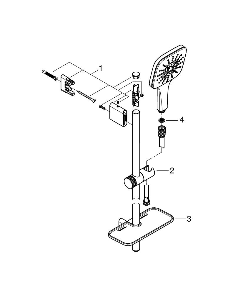 GROHE RAINSHOWER SMARTACTIVE 130 CUBE 26583000 ZESTAW Z&nbsp;DRĄŻKIEM PRYSZNICOWYM, 3 STRUMIENIE, CHROM