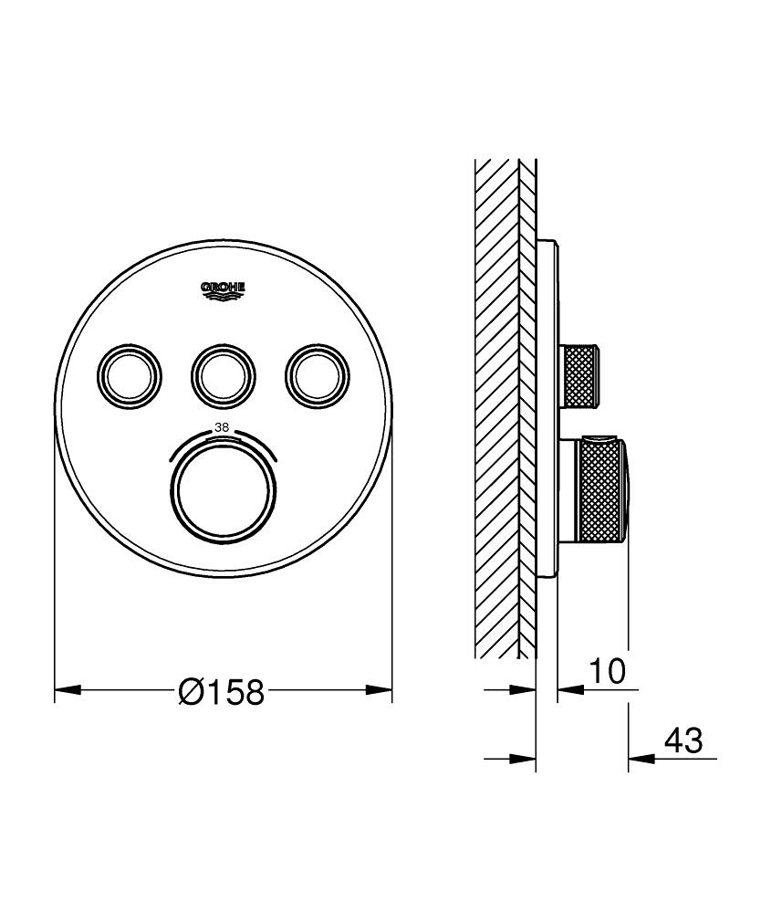 GROHE GROHTHERM 29121000 SMARTCONTROL – PODTYNKOWA BATERIA TERMOSTATYCZNA DO&nbsp;OBSŁUGI TRZECH WYJŚĆ WODY, KOŁO, CHROM