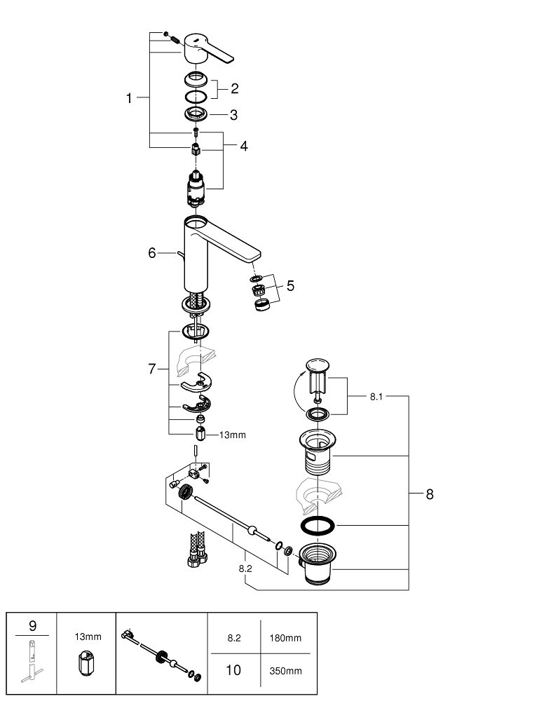 GROHE LINEARE 32114001 JEDNOUCHWYTOWA BATERIA UMYWALKOWA, ROZMIAR S, CHROM