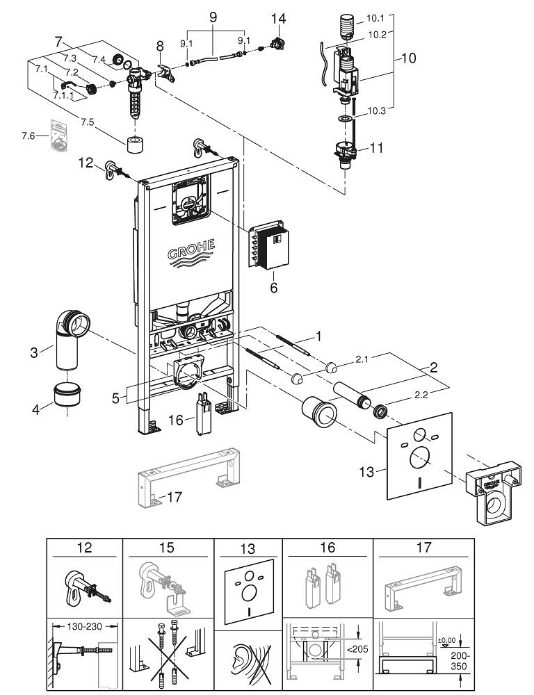 GROHE RAPID SLX 39598000 3W1 ZESTAW INSTALACYJNY 1,13 M