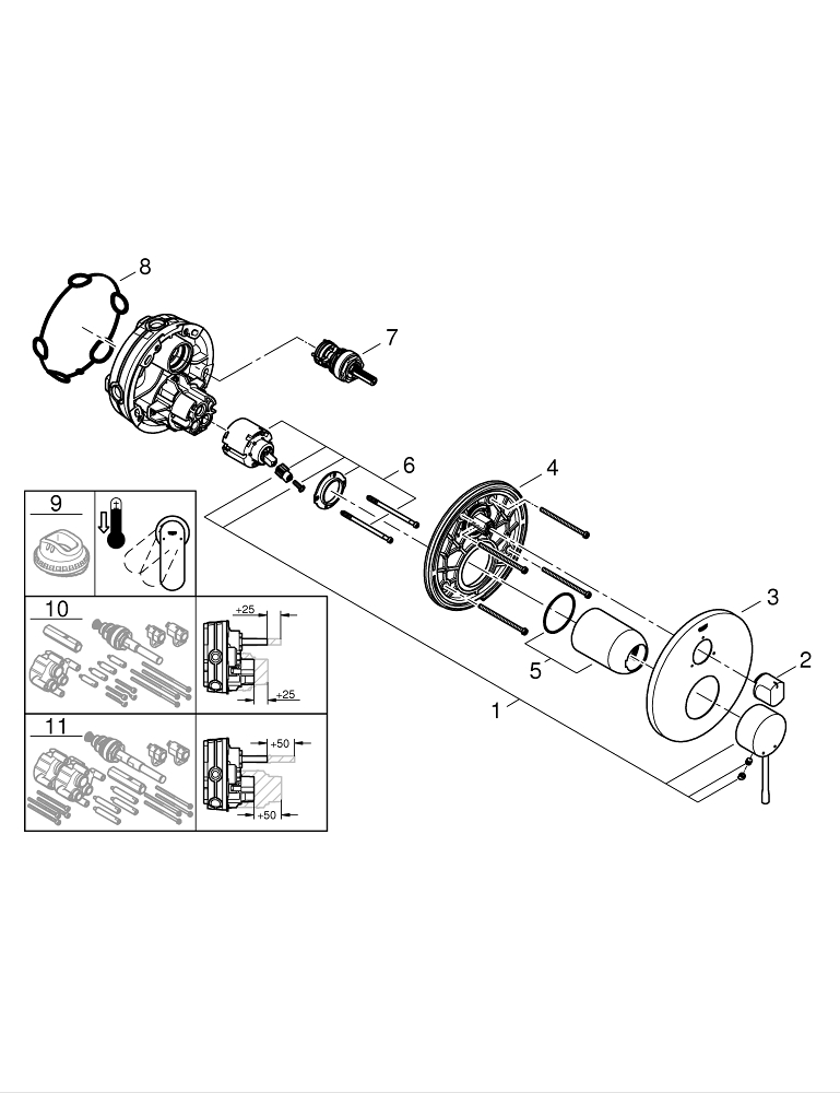 GROHE ESSENCE PROFESSIONAL 24169001 BATERIA WANNOWO-PRYSZNICOWA , PODTYNKOWA , CHROM