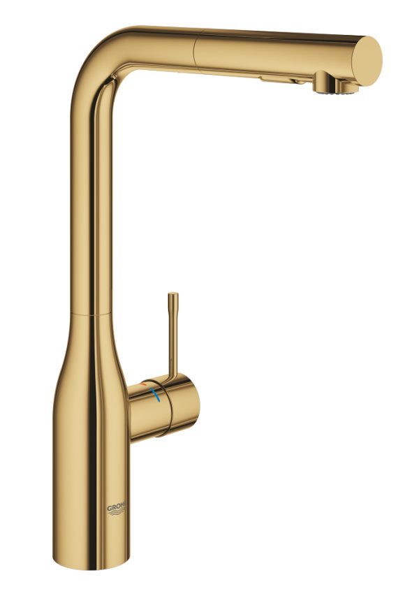 GROHE ESSENCE 30270GL0 JEDNOUCHWYTOWA BATERIA ZLEWOZMYWAKOWA Z&nbsp;WYCIĄGANĄ WYLEWKĄ I&nbsp;Z&nbsp;PRZEŁĄCZNIKIEM STRUMIENIA, COOL SUNRISE