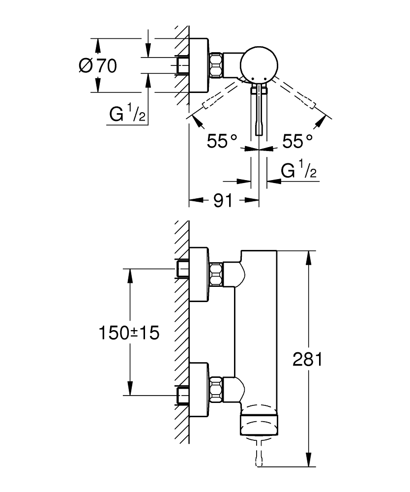 GROHE ESSENCE PROFESSIONAL 25252001 JEDNOUCHWYTOWA BATERIA PRYSZNICOWA, CHROM
