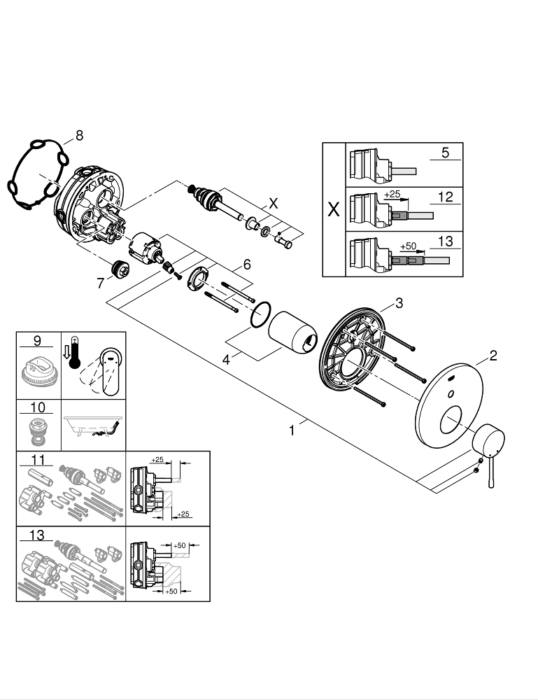 GROHE ESSENCE PROFESSIONAL 24167AL1 BATERIA WANNOWO- PRYSZNICOWA (TYLKO DO SMART BOX – 35600000), BRUSHED HARD GRAPHITE
