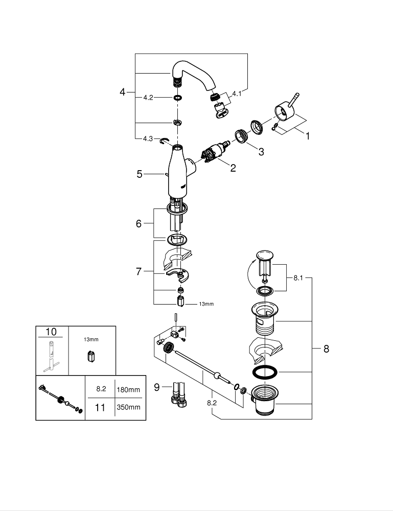 GROHE ESSENCE PROFESSIONAL 24173AL1 BATERIA UMYWALKOWA , ROZMIAR M , BRUSHED HARD GRAPHITE