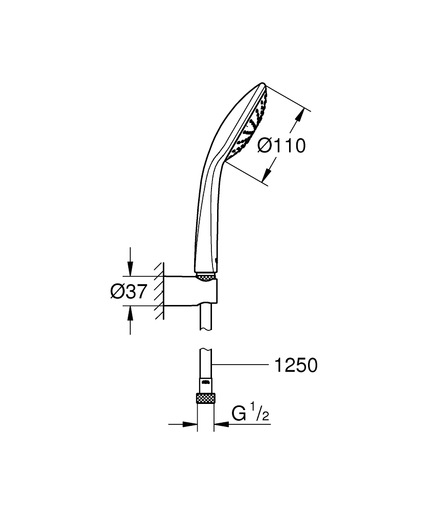 GROHE EUPHORIA 110 MONO 27354000 ZESTAW PUNKTOWY Z&nbsp;PRYSZNICEM RĘCZNYM, WĘŻEM I&nbsp;UCHWYTEM ŚCIENNYM, CHROM