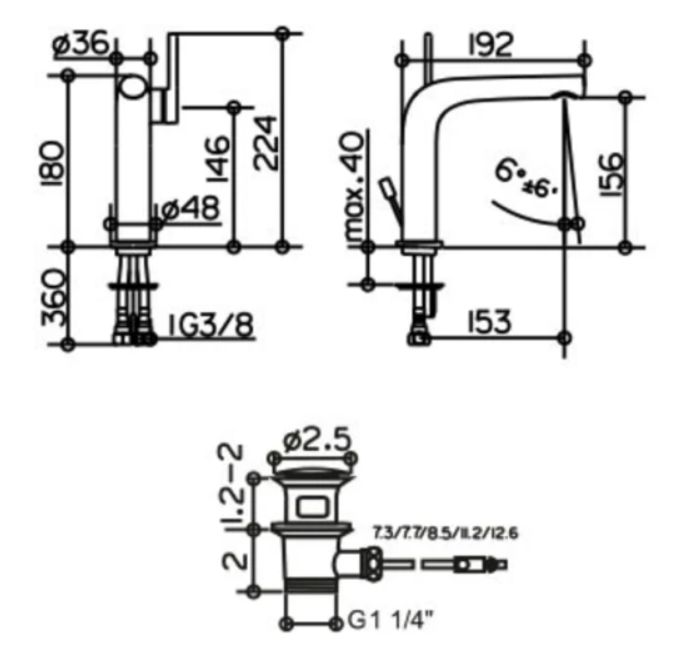 KEUCO 51502010000 EDITION 400 BATERIA UMYWALKOWA Z&nbsp;KORKIEM I&nbsp;SYSTEMEM ODPŁYWOWYM,  CHROM