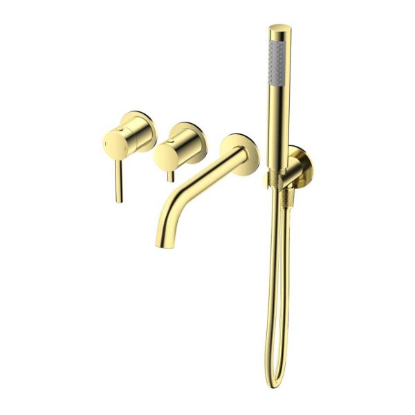 EMPORIA FLY 03032GD BATERIA WANNOWA PODTYNKOWA , 4-OTWOROWA Z&nbsp;BOXEM I&nbsp;ZESTAWEM PRYSZNICOWYM , ZŁOTY