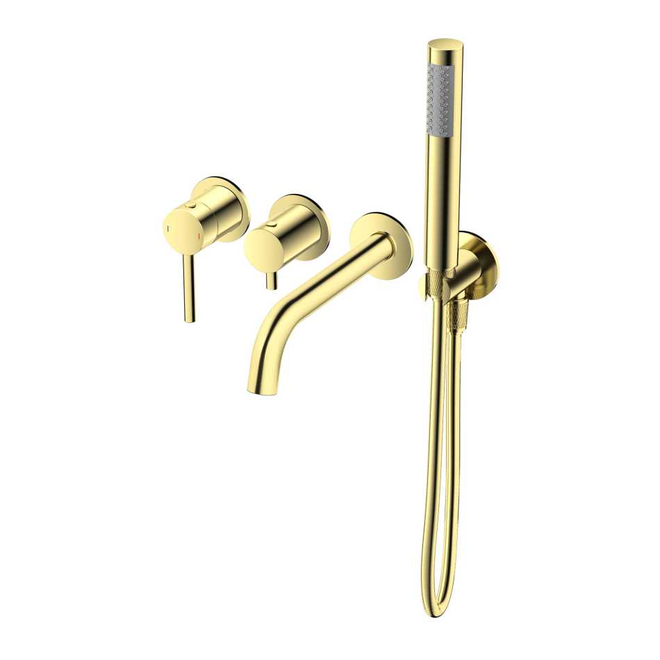 EMPORIA FLY 03032GD BATERIA WANNOWA PODTYNKOWA , 4-OTWOROWA Z&nbsp;BOXEM I&nbsp;ZESTAWEM PRYSZNICOWYM , ZŁOTY