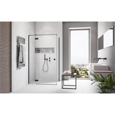RADAWAY ESSENZA NEW BLACK KDJ DRZWI PRYSZNICOWE 80 CM&nbsp;LEWE CZARNY MAT/SZKŁO PRZEZROCZYSTE 385043-54-01L