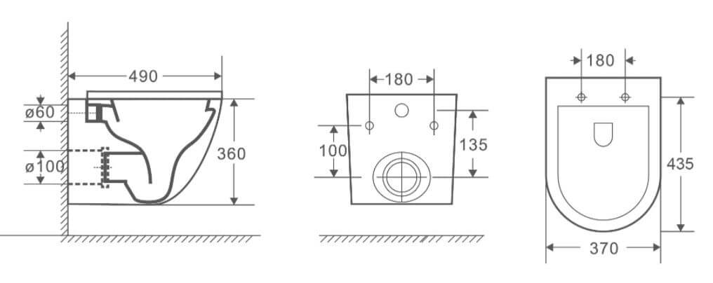 EMPORIA NOX 1.0 0114-MB MISKA WC WISZĄCA BEZRANTOWA 49X37 CM&nbsp;, Z&nbsp;DESKĄ WOLNOOPADAJĄCĄ SLIM , CZARNY MAT