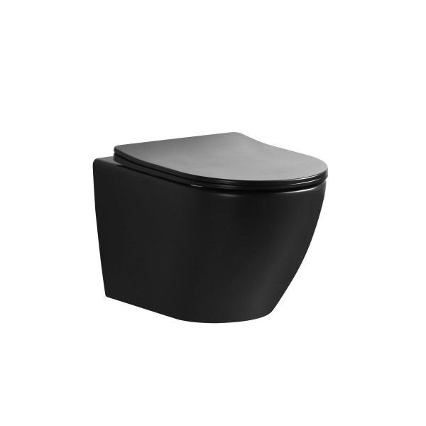 EMPORIA NOX 1.0 0114-MB MISKA WC WISZĄCA BEZRANTOWA 49X37 CM&nbsp;, Z&nbsp;DESKĄ WOLNOOPADAJĄCĄ SLIM , CZARNY MAT