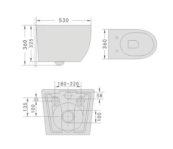EMPORIA NOX 1.1 0115 MISKA WC WISZĄCA 53x36x32 CM, BEZRANTOWA Z&nbsp;DESKĄ WOLNOOPADAJĄCĄ SLIM