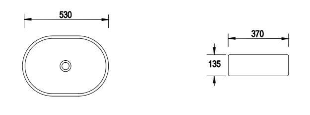 EMPORIA ROSIE 06 UMYWALKA CERAMICZNA NABLATOWA 8588A-MDB 530x370x135 MM, BEŻ MAT, NAKŁADKA NA&nbsp;KOREK W&nbsp;KOLORZE W&nbsp;KOMPLECIE