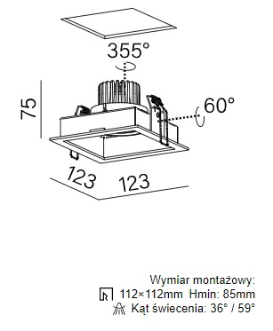 AQFORM OPRAWA WPUSZCZANA 37979-M927-F1-00-13 SQUARES next 50×1 LED M927 36° BIAŁY MAT