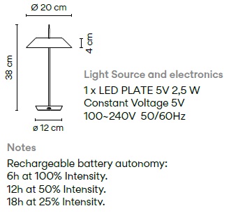 VIBIA LAMPA STOŁOWA USB 5495 23/16 MAYFAIR KOLOR WARM WHITE