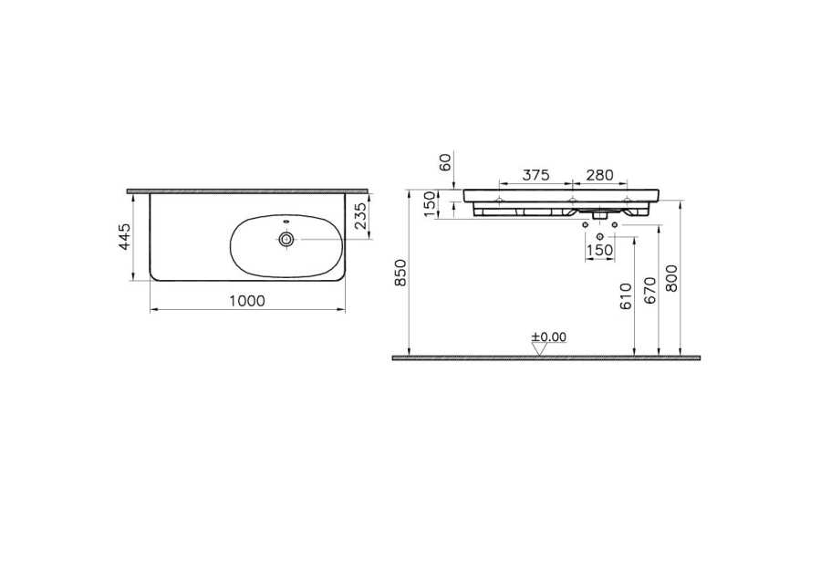 VITRA NEST 5684B003-0001 UMYWALKA Z&nbsp;BLATEM 100X44,5