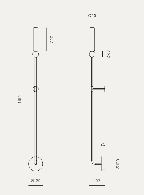 AROMAS KINKIET A1224/L/NEG DELIE DŁUGI BLACK/WHITE MARBLE