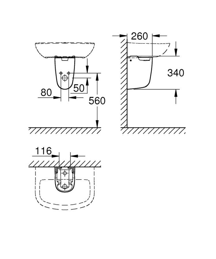 GROHE BAU CERAMIC 39426000 PÓŁPOSTUMENT  , BIEL ALPEJSKA