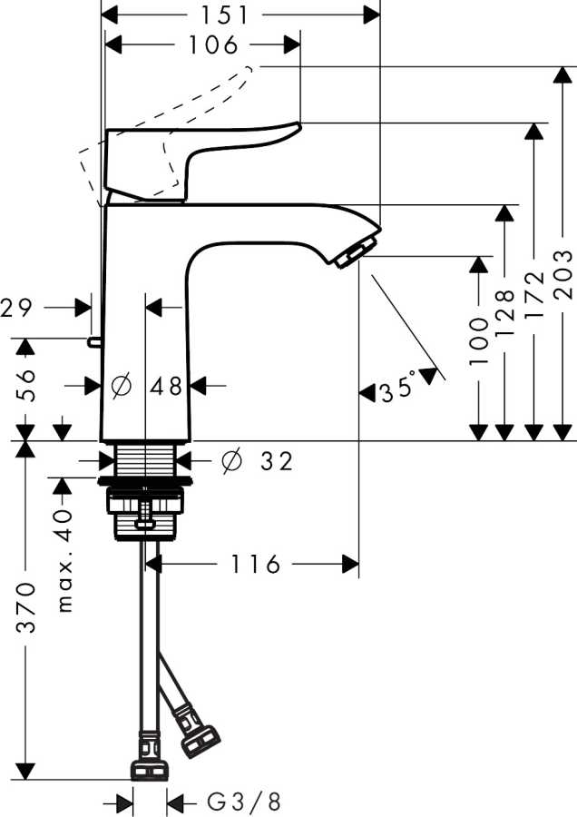 HANSGROHE METRIS 31121000 BATERIA UMYWALKOWA Z KOMPLETEM ODPŁYWOWYM , CHROM