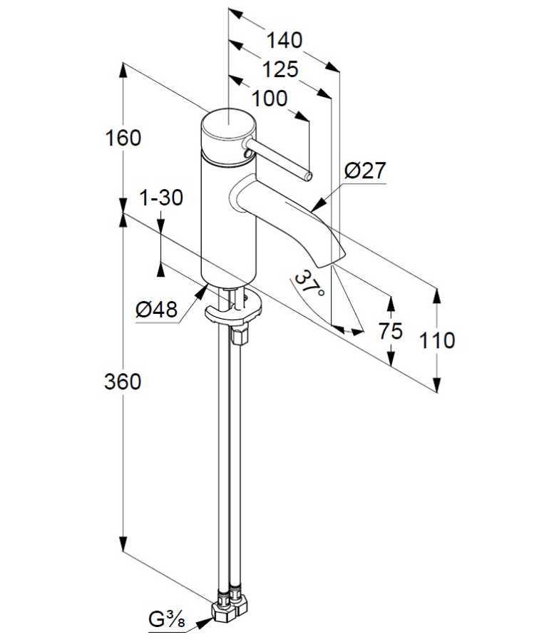 KLUDI BOZZ 382723976 BATERIA UMYWALKOWA , CZARNY MAT