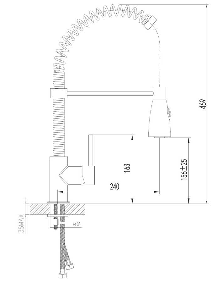 OMNIRES X2 X2CR BATERIA ZLEWOZMYWAKOWA Z&nbsp;WYCIĄGANĄ WYLEWKĄ , CHROM-CZARNY MAT
