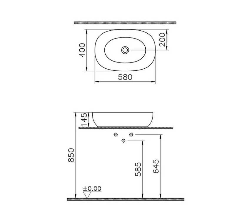VITRA OUTLINE 5995B401-0016 UMYWALKA NABLATOWA 58X40