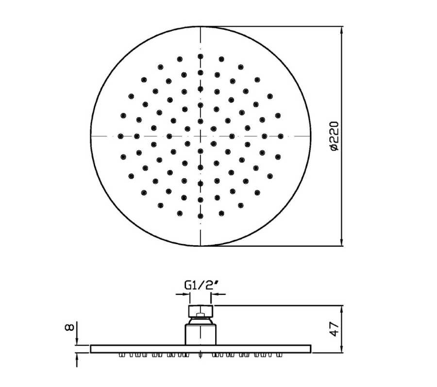 ZUCCHETTI Z94261.XP81 GŁOWICA NATRYSKOWA 220MM , BRUSHED TOTAL BLACK