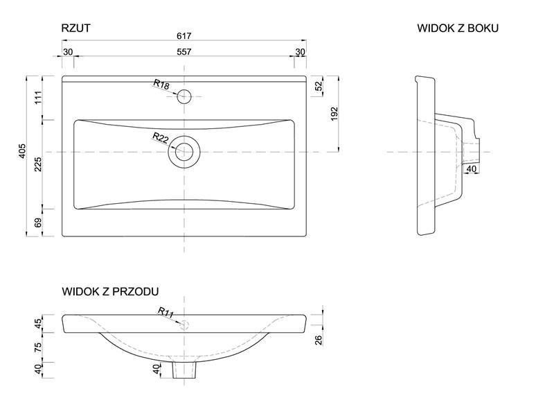DEFRA BARCELONA 60 UMYWALKA MEBLOWA 2422, 60X40,5 CM