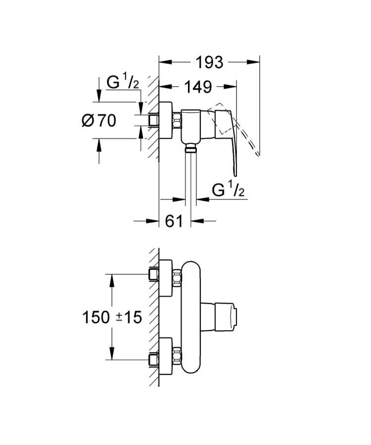 GROHE EUROSTYLE COSMOPOLITAN 33590002 BATERIA PRYSZNICOWA , CHROM