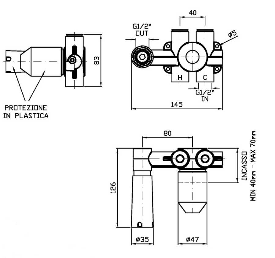 ZUCCHETTI R99815 ELEMENT PODTYNKOWY UNIWERSALNY
