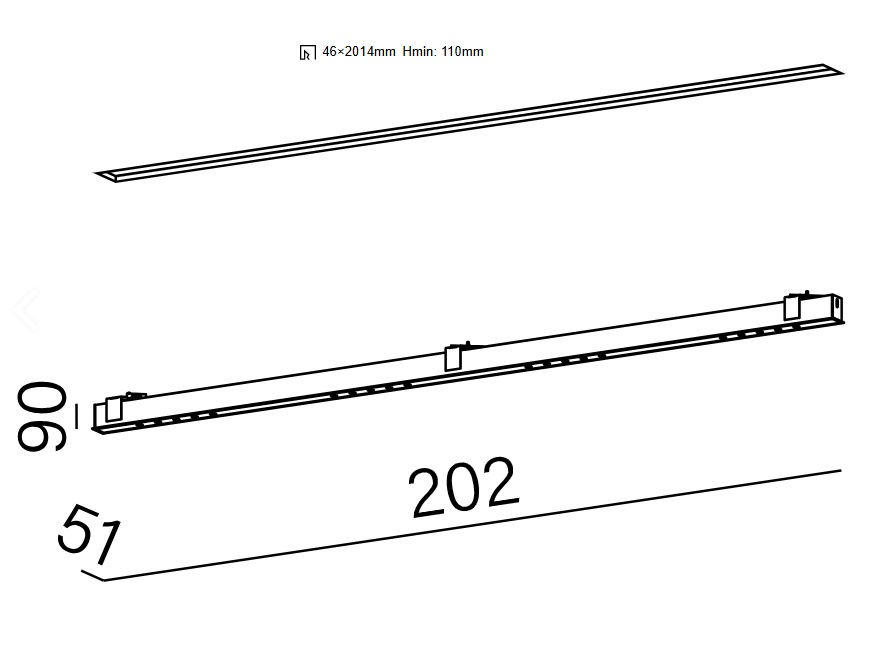 AQFORM OPRAWA WPUSZCZANA 30179-M930-W3-00-13 LENS LINE 202cm LED SECTION M930 54° BIAŁA  3000K