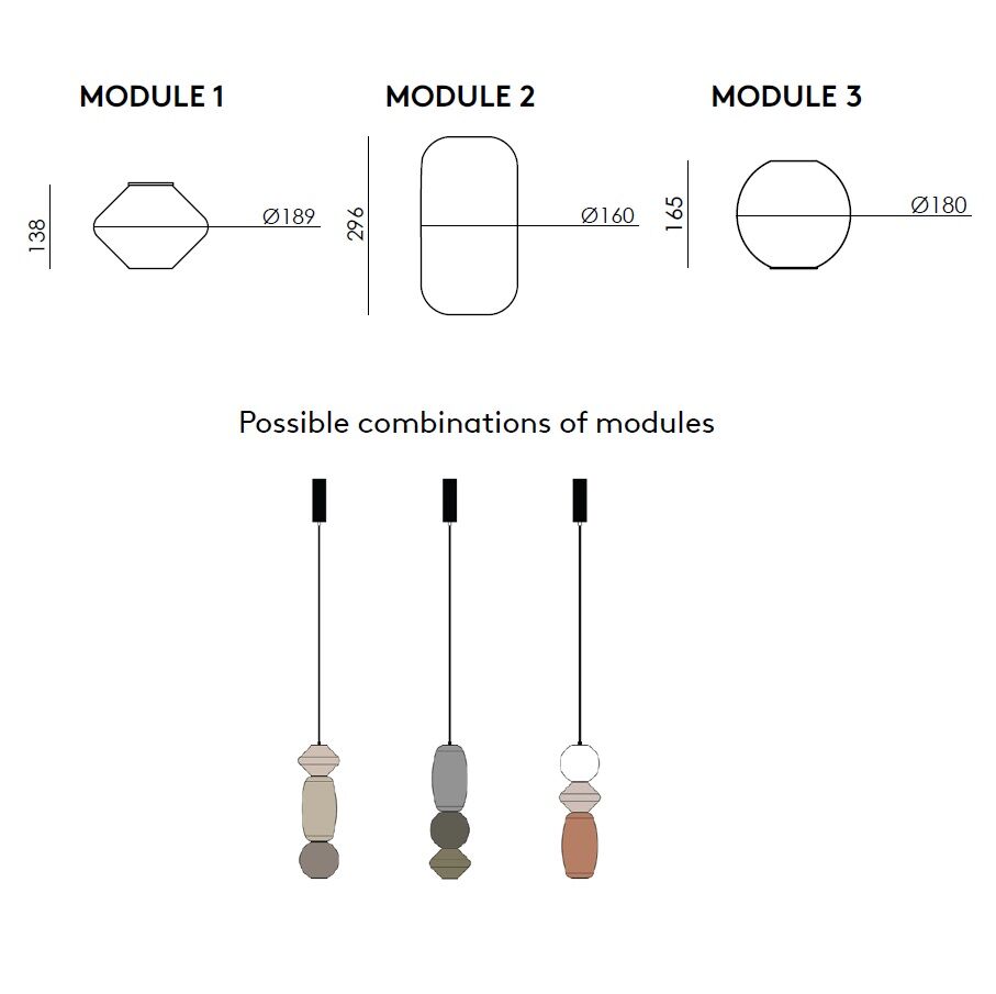 AROMAS LAMPA WISZĄCA C1233 PAPI GLASS LED GU10 2700K MODUL1 SILHOUETTE. MODUL2 GREEN LEAF. MODUL3 CYBER