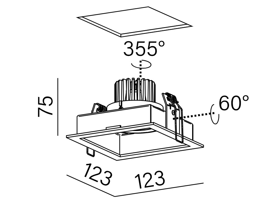 AQFORM LAMPA PODTYNKOWA LED 37979-M930-WW-00-13 SQUARES NEXT 50×1 LED M930 59° ON/OFF BIAŁA