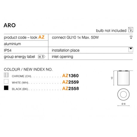 AZZARDO LAMPA NATYNKOWA IP54 AZ2558 ARO CZARNA