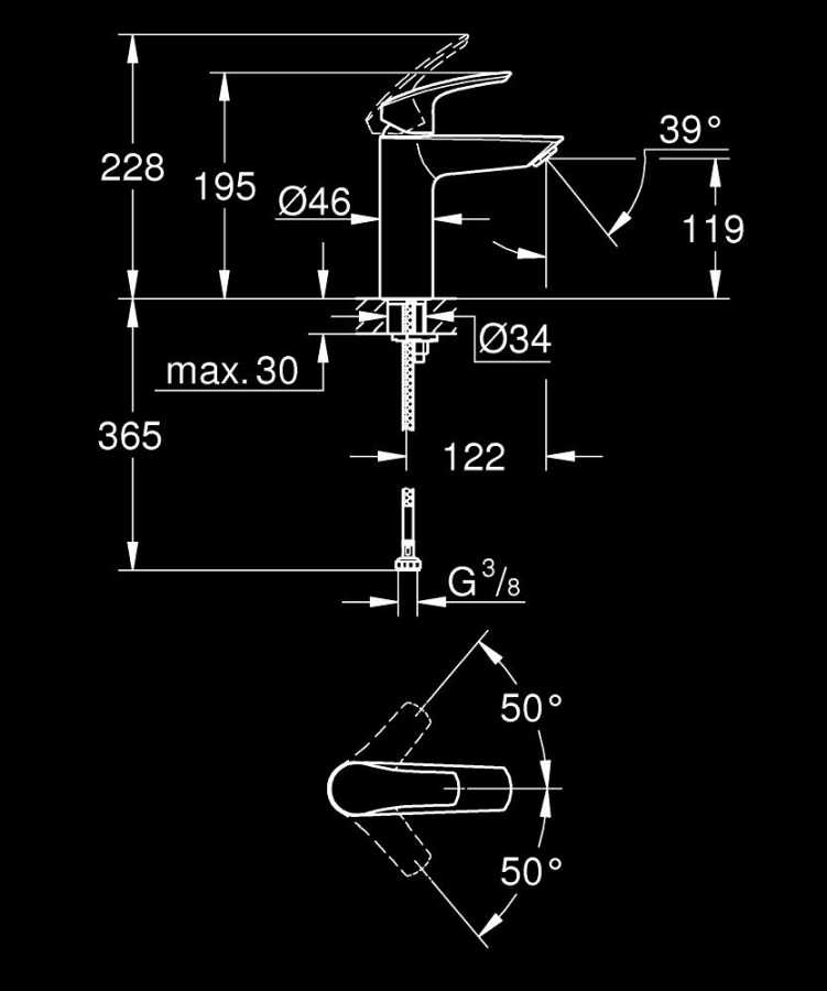 GROHE EUROSMART 233242433 BATERIA UMYWALKOWA , MATTE BLACK
