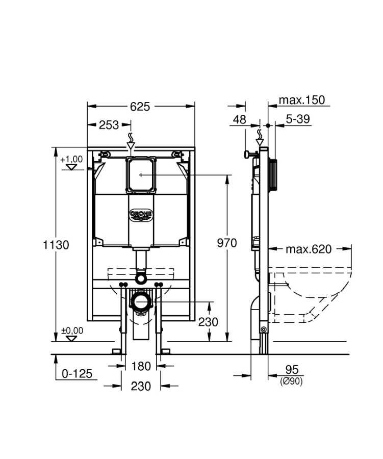 GROHE RAPID SL 38994000 STELAŻ PODTYNKOWY DO WC + WSPORNIKI