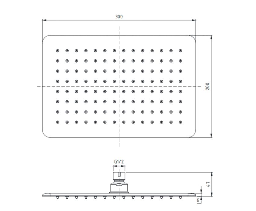 EMPORIA TEO 04061BN DESZCZOWNICA PROSTOKĄTKA 300X200 MM, GUN METAL