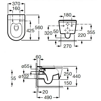 ROCA INSPIRA ROUND A346527620 MISKA WC WISZĄCA 56×37 , BIAŁY MAT