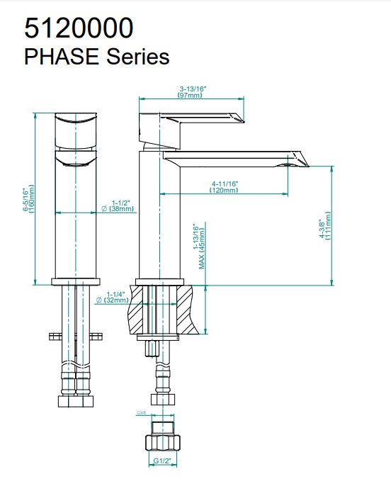 GRAFF PHASE 5120000PC BATERIA UMYWALKOWA, CHROM
