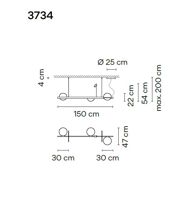 VIBIA LAMPA WISZĄCA Z DONICZKĄ 373418/1A PALMA 150cm