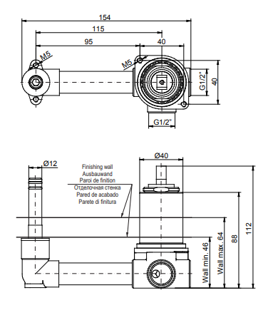 GRAFF JAVA 5192900 ELEMENT PODTYNKOWY DO&nbsp;BATERII ŚCIENNEJ