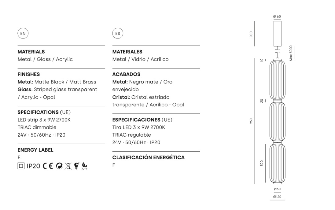 AROMAS LAMPA WISZĄCA C1312/L ELMA 3 BLACK MATT LED 2700K