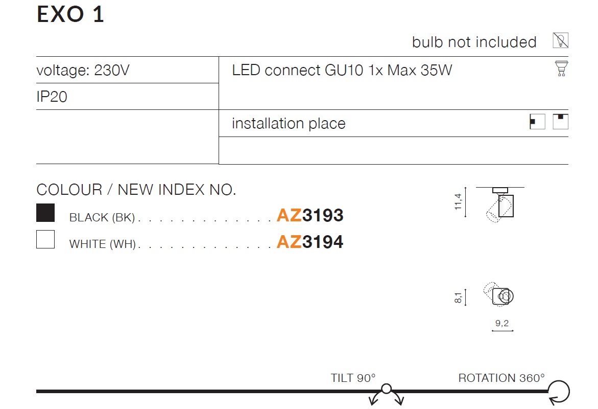 AZZARDO REFLEKTOR AZ3193 EXO 1 BK